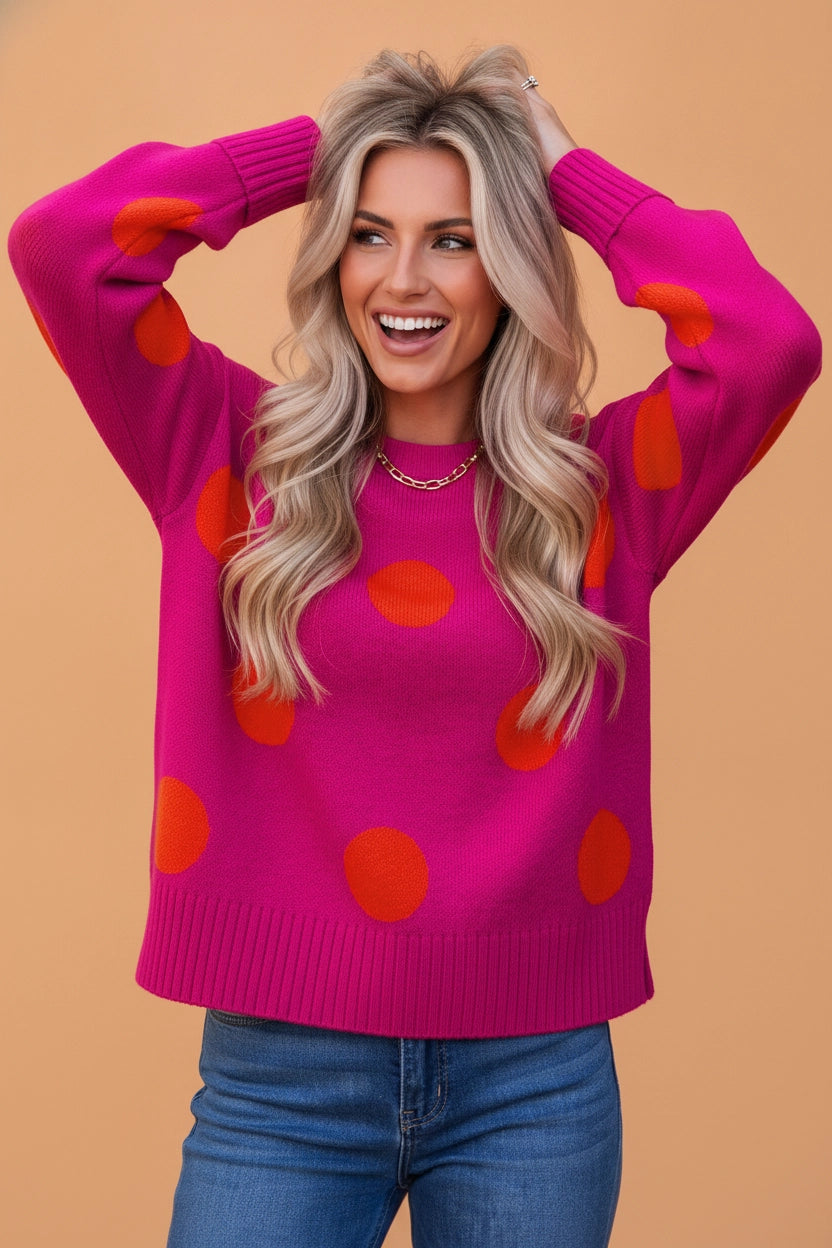 Pink Polka Dot Sweater