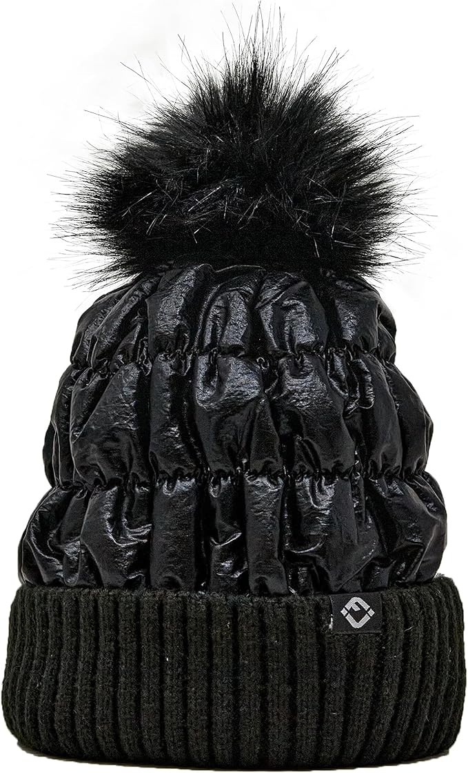 Toddler/Kids Puffer Pom Beanie - Black