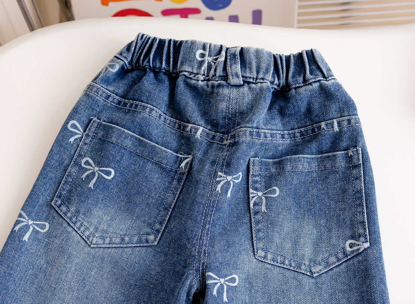 Wide Leg Bow Denim Jeans - CLOSES 9/14