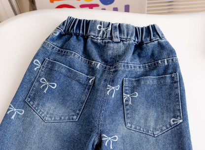 Wide Leg Bow Denim Jeans - CLOSES 9/14