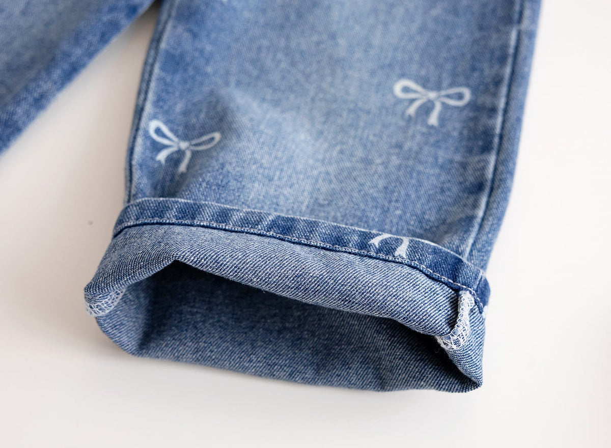 Wide Leg Bow Denim Jeans - CLOSES 9/14