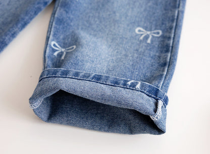Wide Leg Bow Denim Jeans - CLOSES 9/14