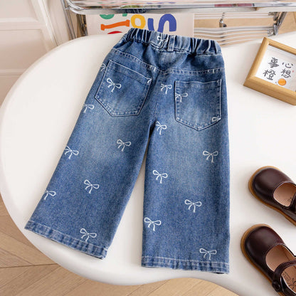 Wide Leg Bow Denim Jeans - CLOSES 9/14