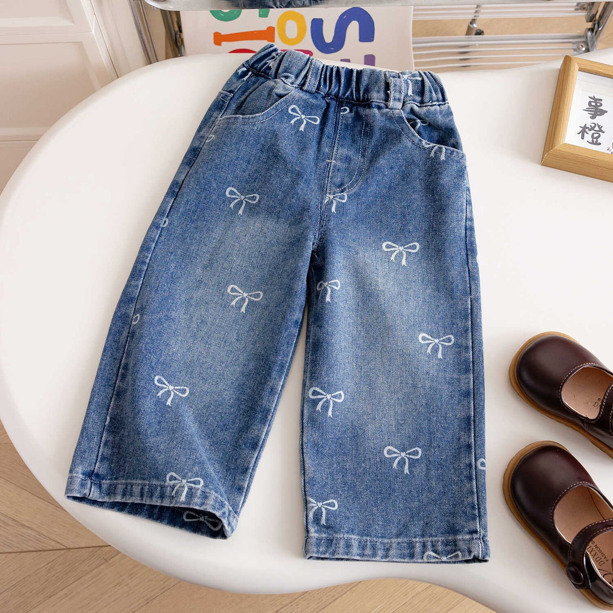 Wide Leg Bow Denim Jeans - CLOSES 9/14
