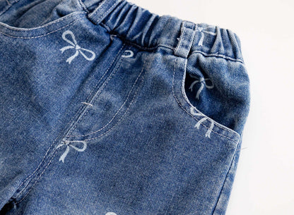 Wide Leg Bow Denim Jeans - CLOSES 9/14