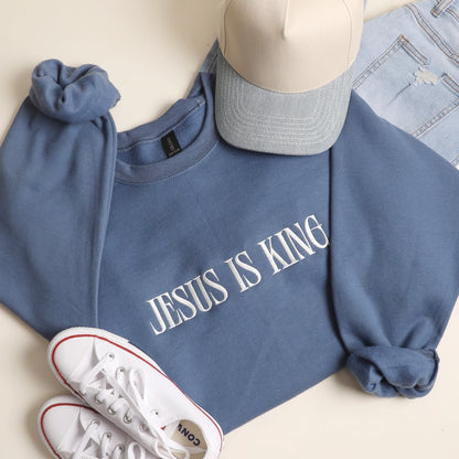 Jesus is King Embroidered Crewneck