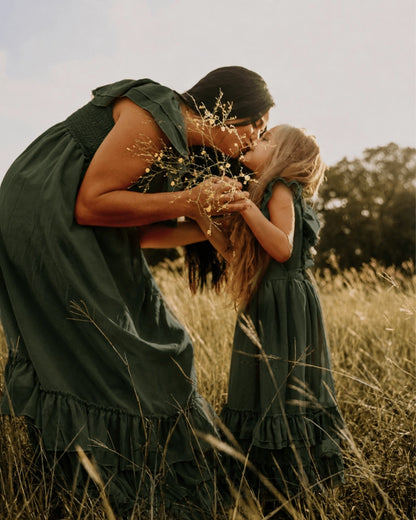 Hunter Green Ruffle Maxi Dress