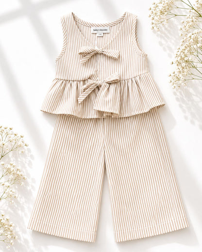 Oat Milk Tie Front Two-Piece Set
