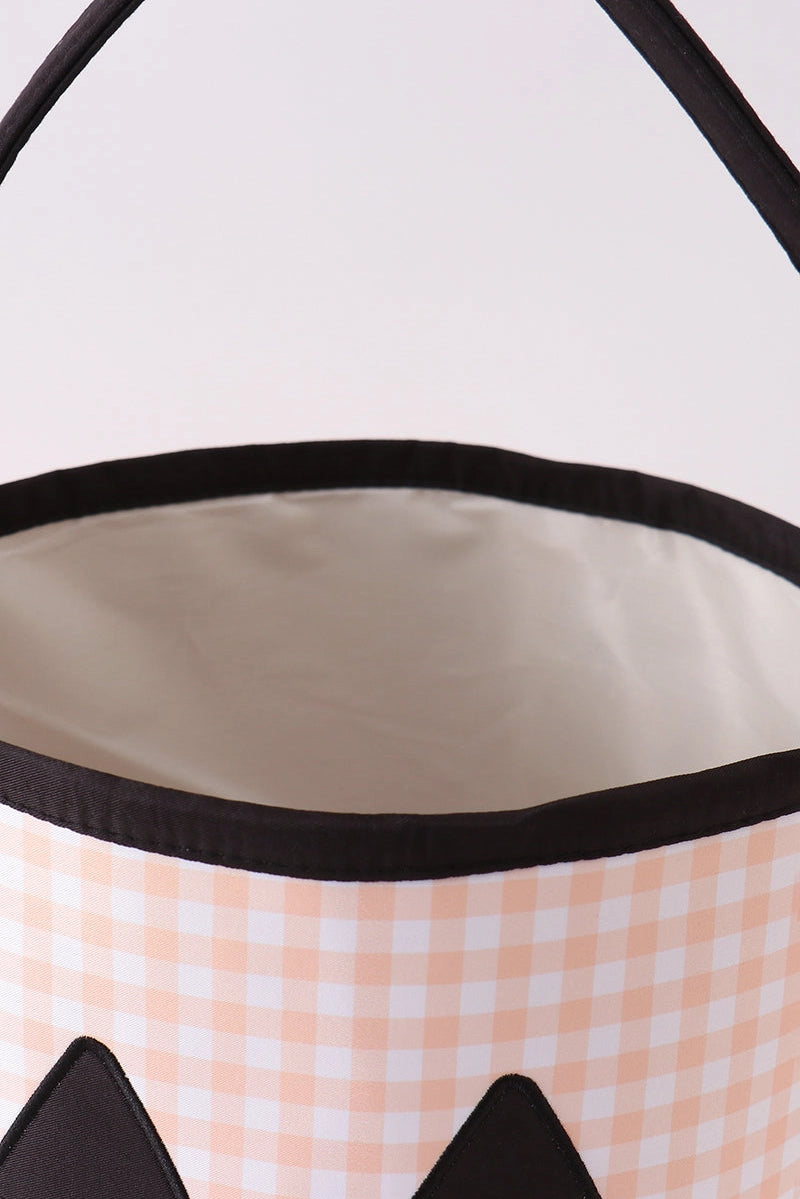 Apricot Pumpkin Appliqué Gingham Basket