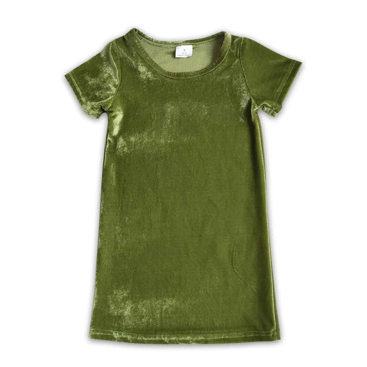 Olive Velvet T-shirt Dress