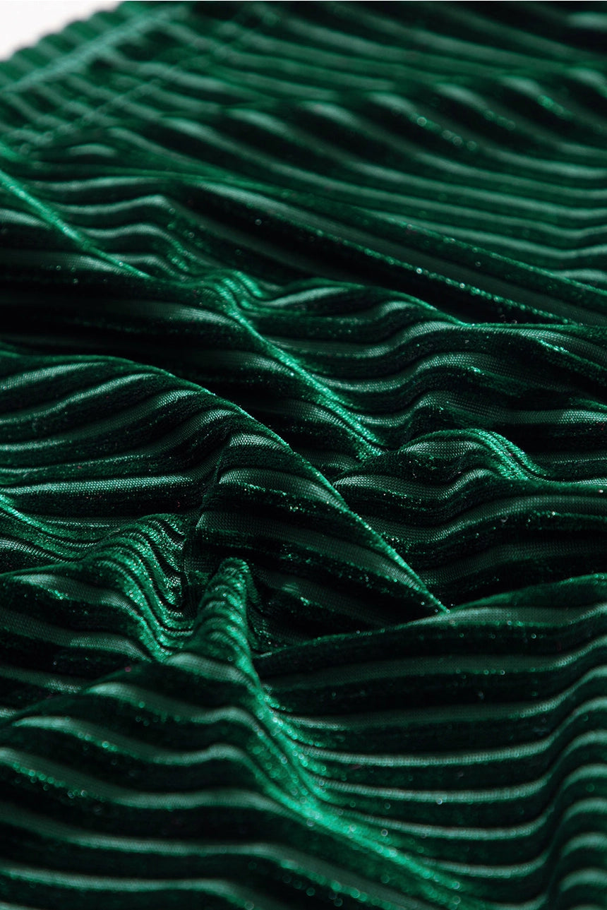 Ribbed Velvet Smocked Babydoll Blouse