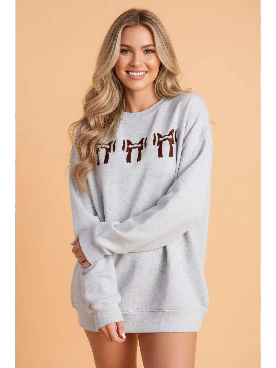 Football Bow Chenille Patch Sweatshirt