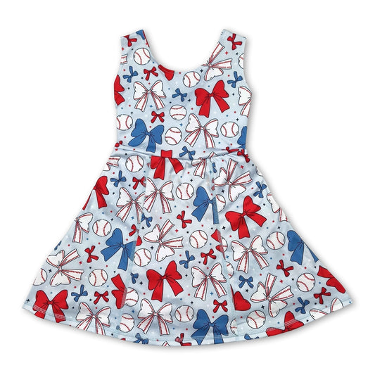 Red, White, & Baseball Bows Athletic Dress