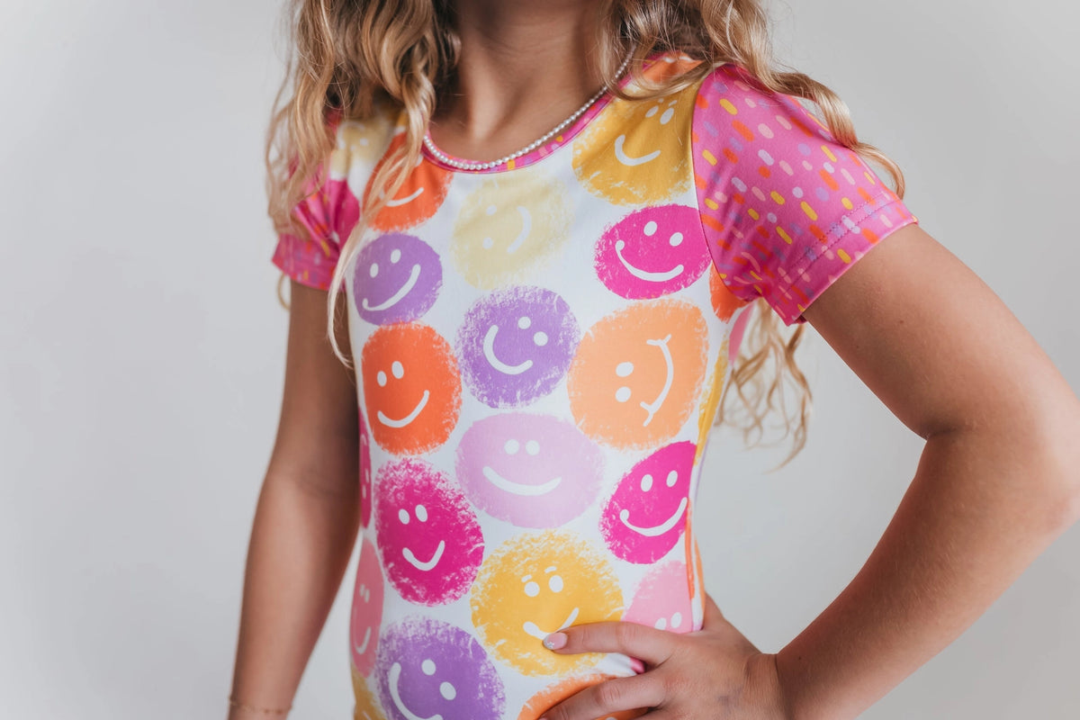 Bright Smiley Bow Leotard