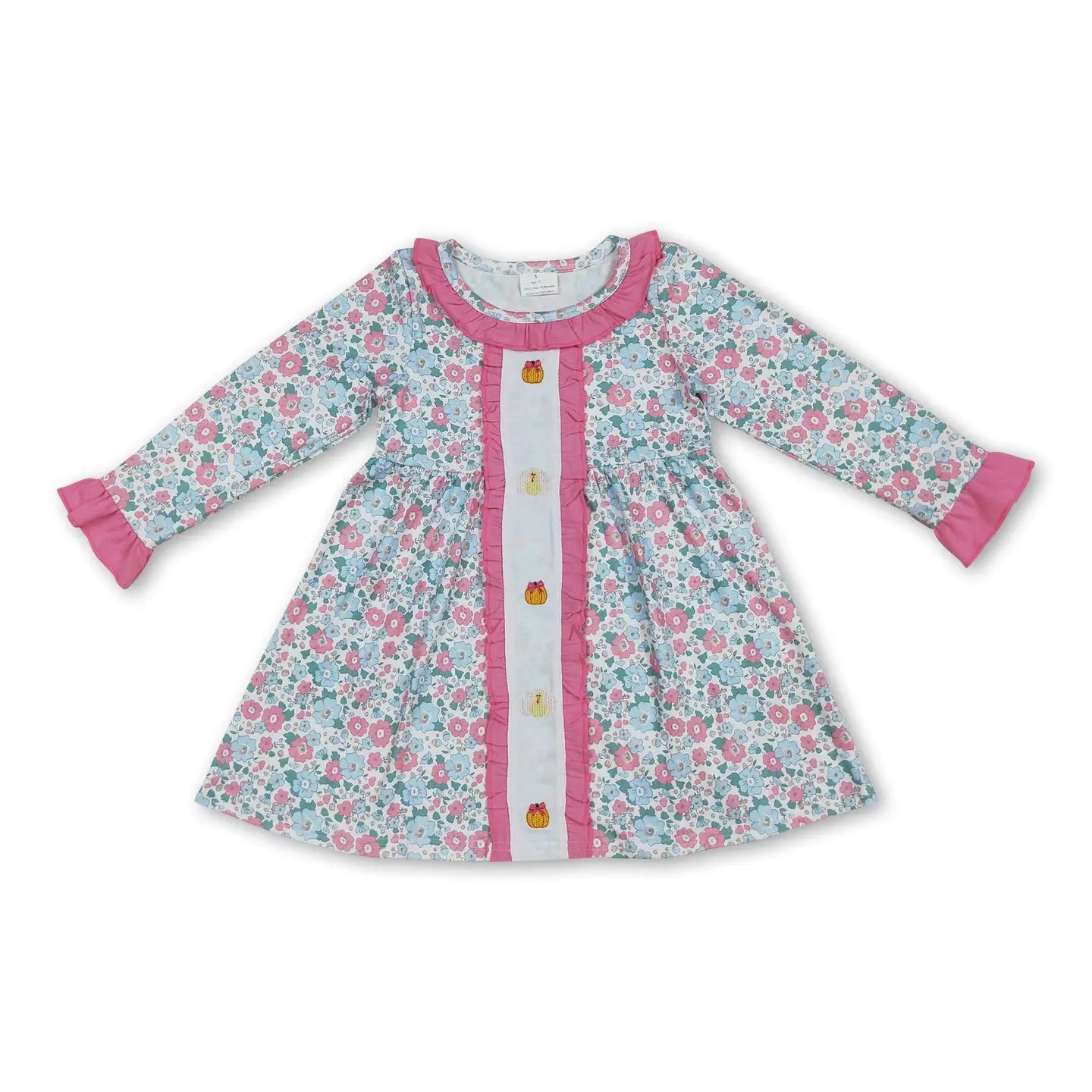 Pink & Blue Fall Floral Dress