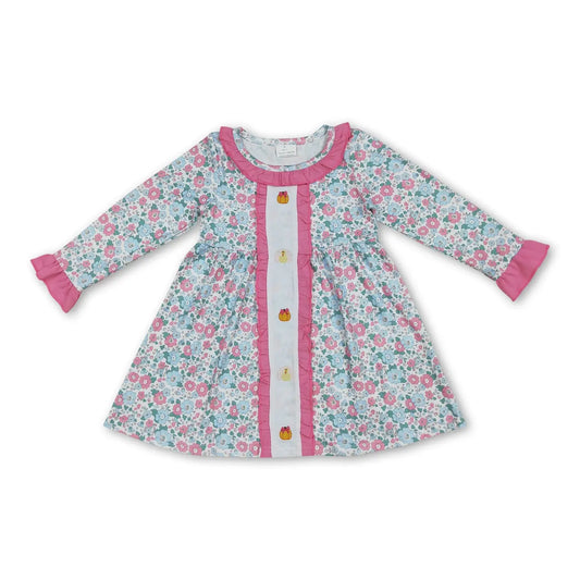 Pink & Blue Fall Floral Dress