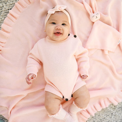 Baby Pink Knit Sweater Romper