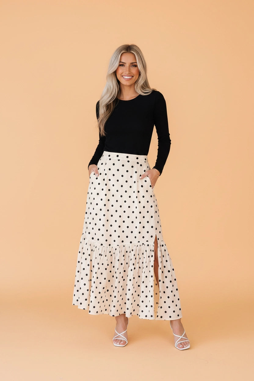Ruffle Side Slit Maxi Skirt