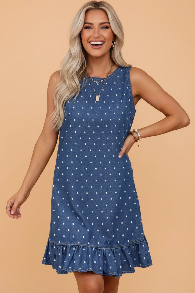 Denim Ruffle Hem Dress