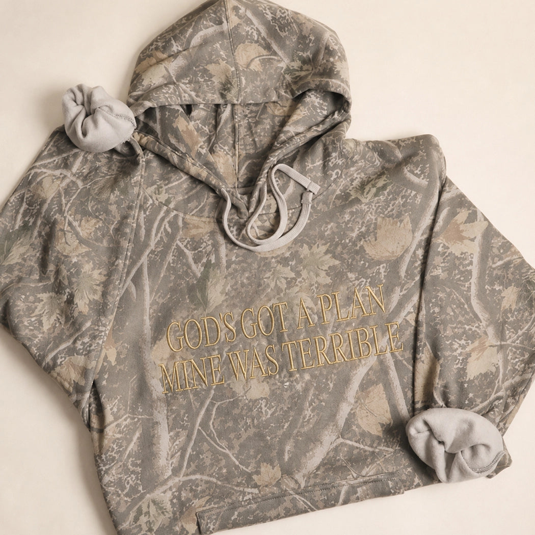 God's Got A Plan Embroidered Camo Hoodie