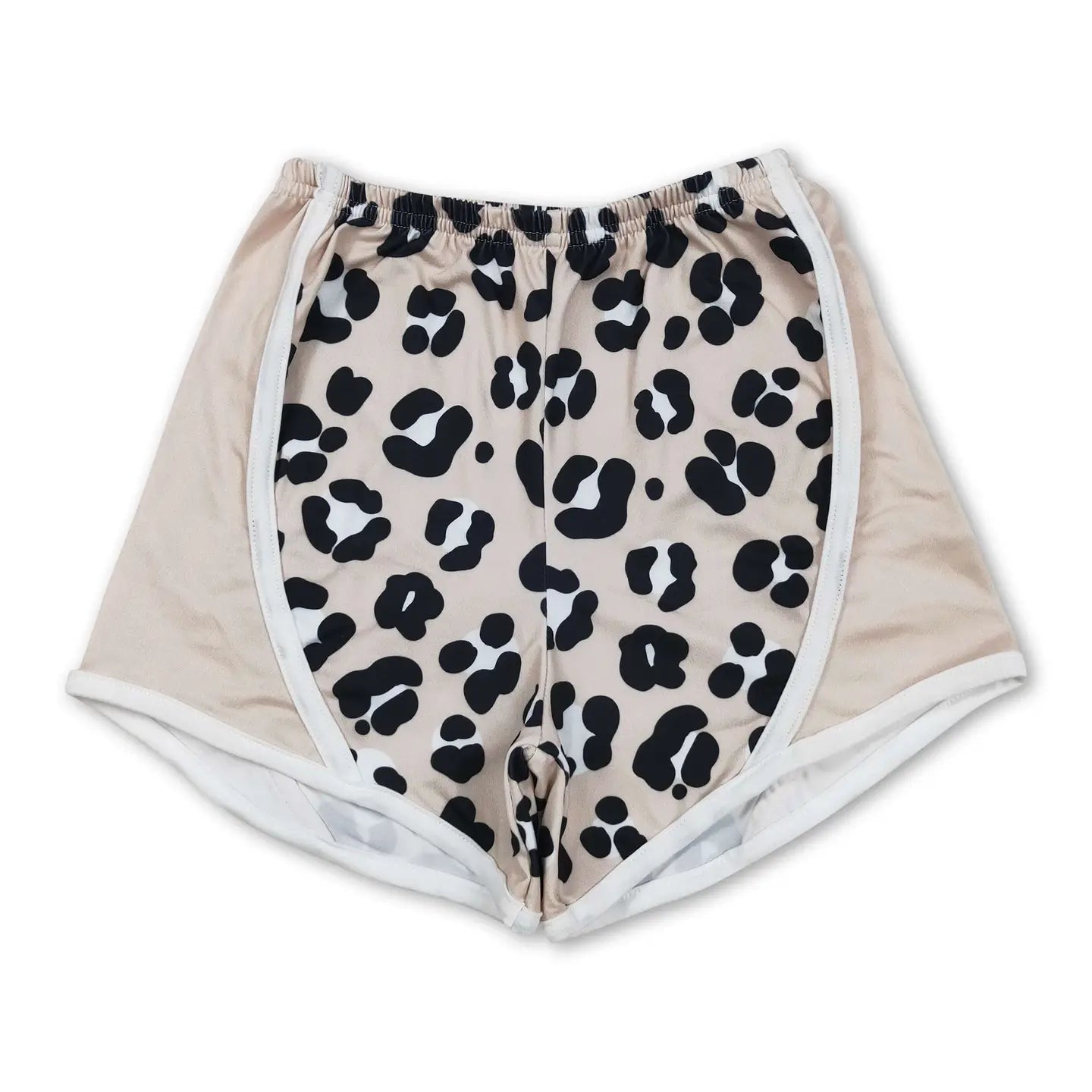 Beige Leopard Athletic Shorts
