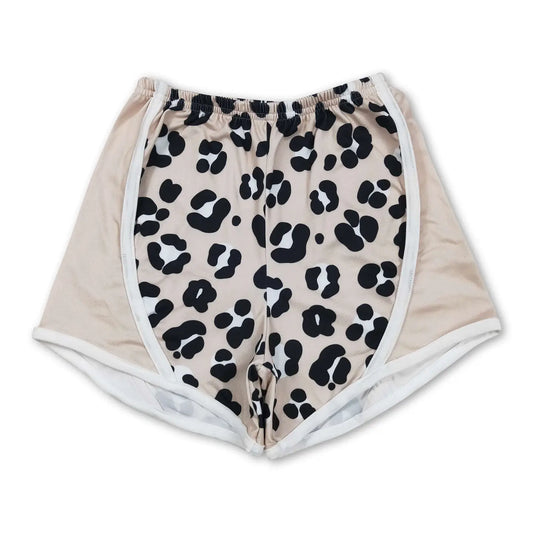 Beige Leopard Athletic Shorts