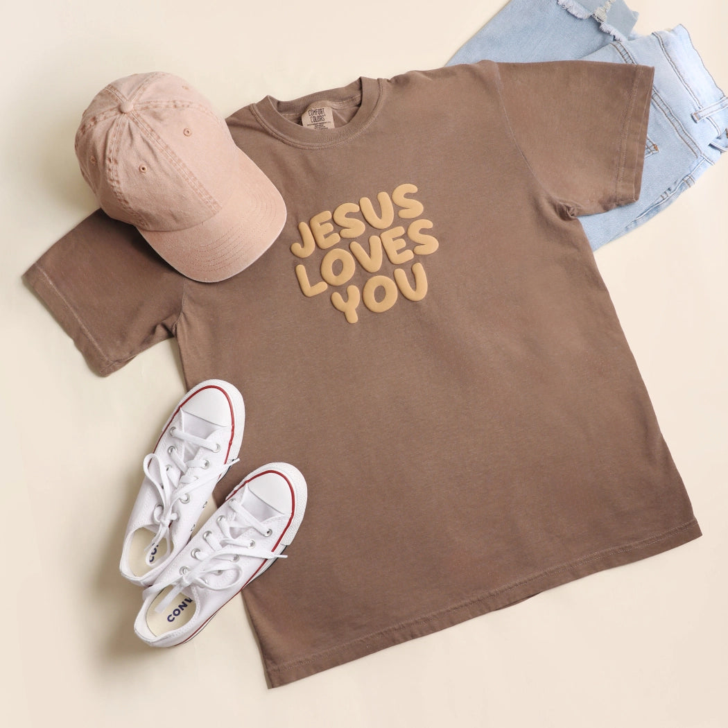 Jesus Loves You Puff Print T-Shirt