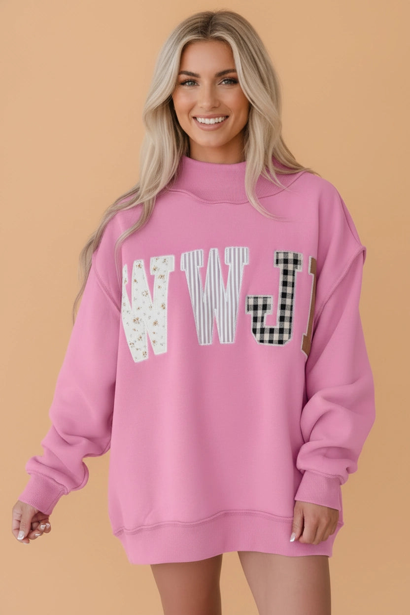 WWJD Pink Patchwork Sweatshirt