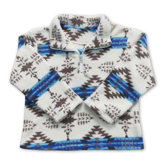 Blue Aztec Fuzzy 1/4 Zip