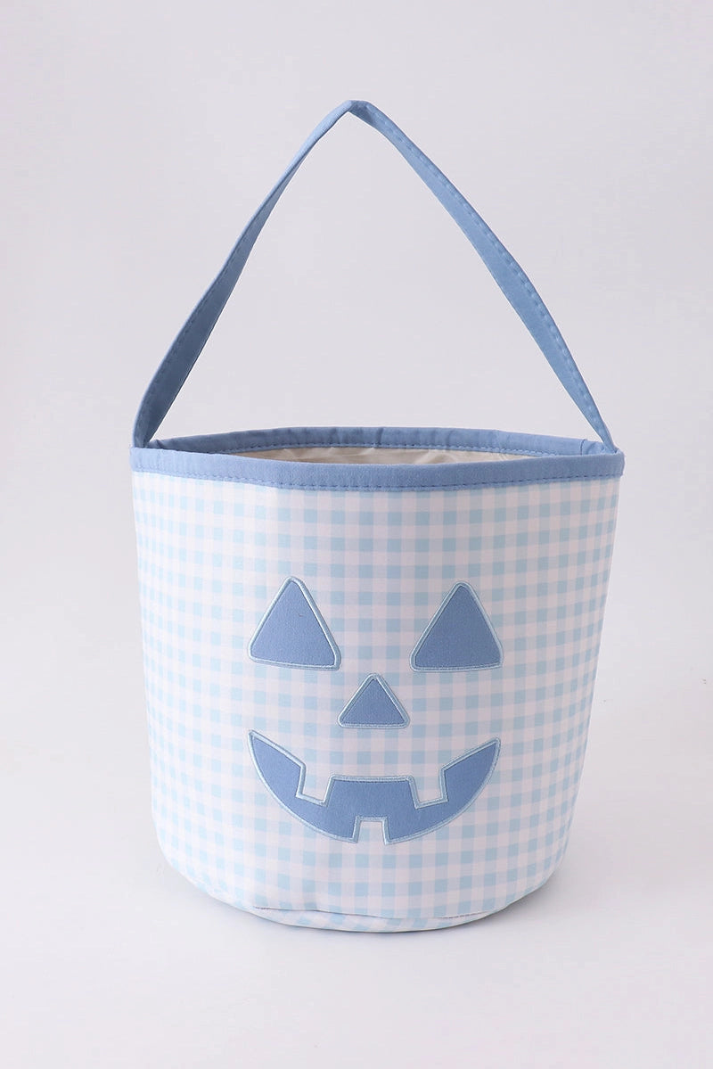 Blue Pumpkin Appliqué Gingham Basket