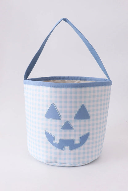 Blue Pumpkin Appliqué Gingham Basket