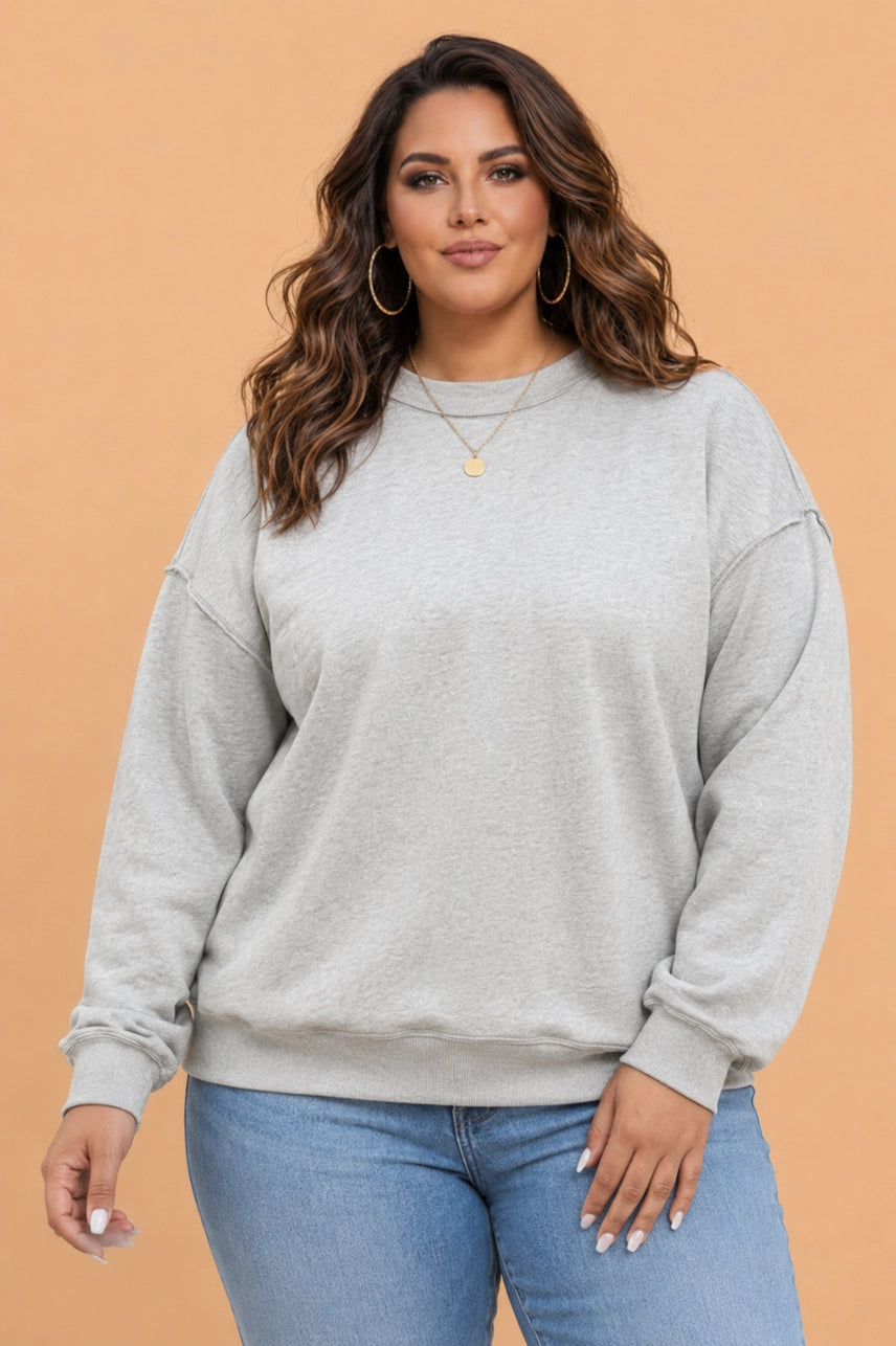 Light Grey Reversible Double Wear Sweatshirt - Curvy