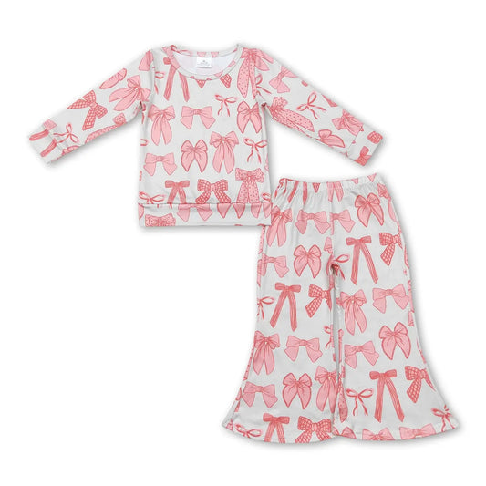 Pink Bow Flare Pant Set