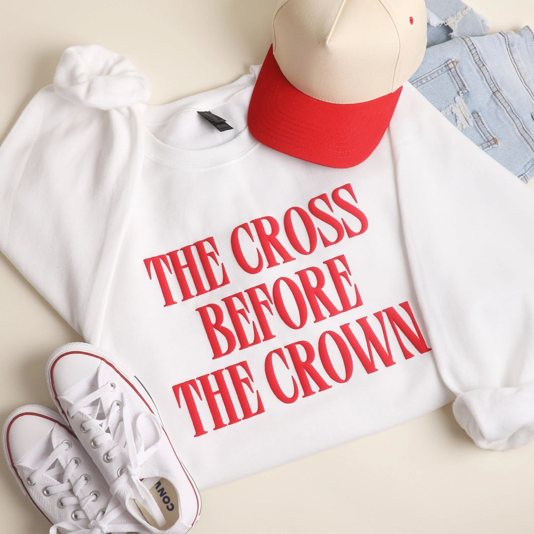 The Cross Before the Crown Puff Print Crewneck