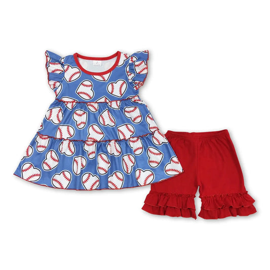 Heart Baseballs Tunic & Shorts