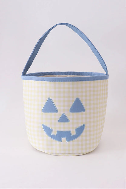 Yellow Pumpkin Appliqué Gingham Basket