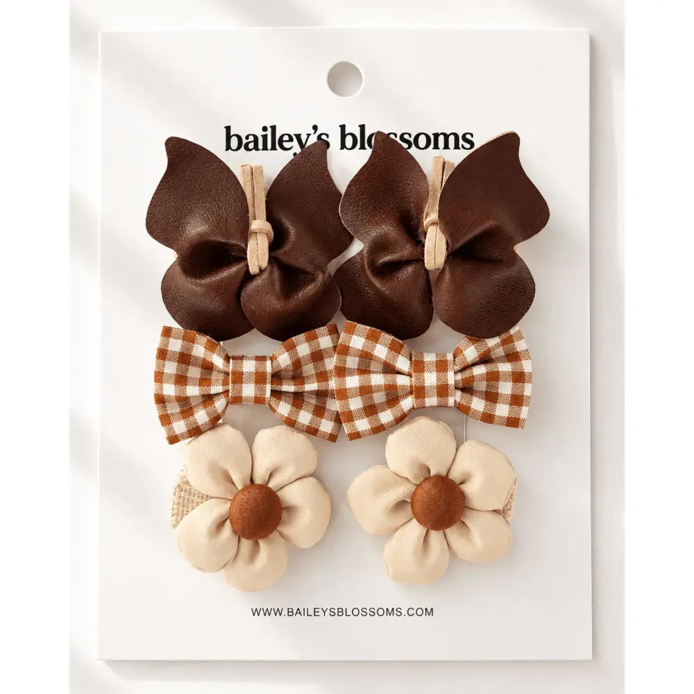6-Piece Hair Clip Set - Mocha Meadow
