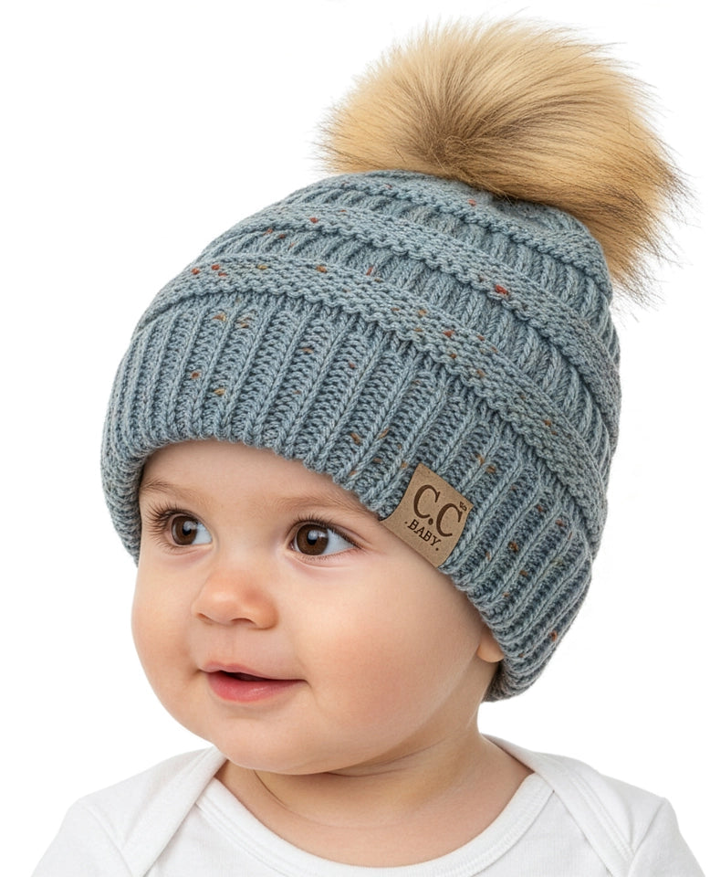 Infant Woven Pom Beanie - Winter Mint Confetti