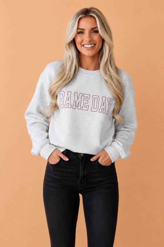 Embroidered Maroon Gameday Crewneck