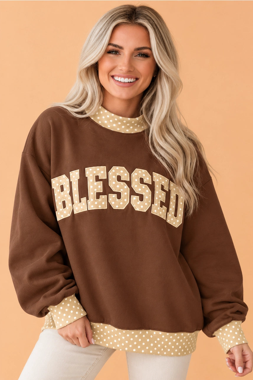 Polka Dot Blessed Mock Neck