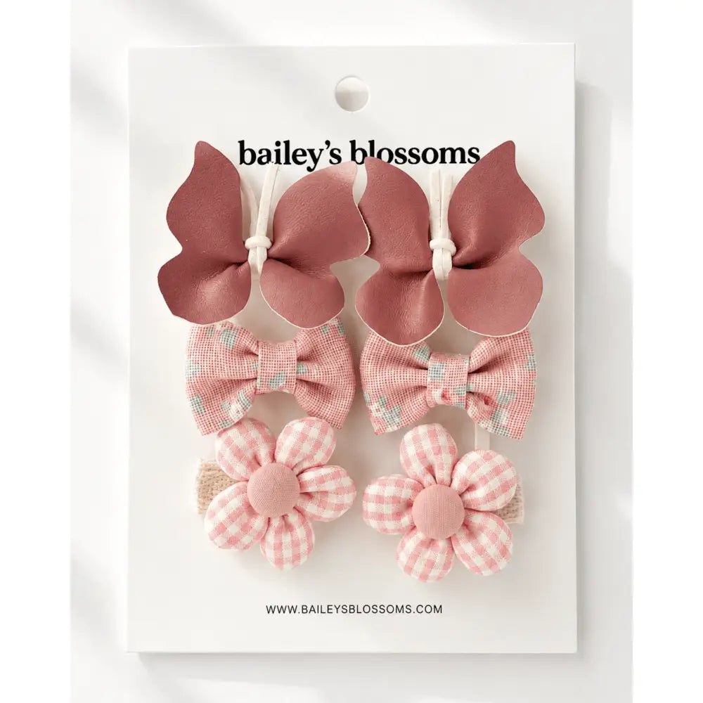 6-Piece Hair Clip Set - Petal Pink