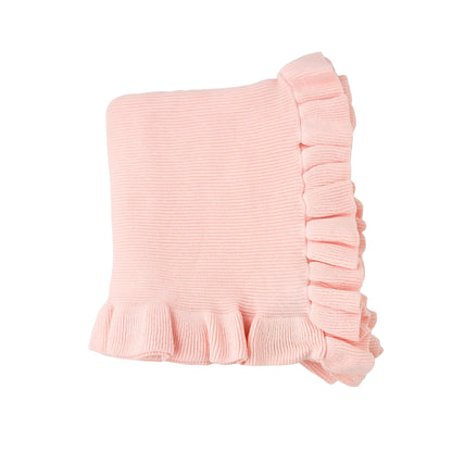 Baby Pink Knit Ruffle Blanket