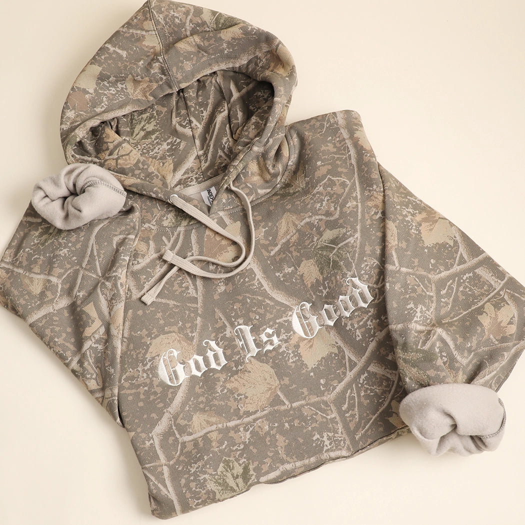 God is Good Embroidered Camo Hoodie