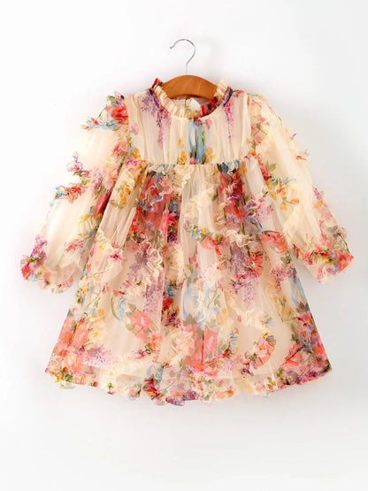 Pastel Flower Ruffle Layered Dress
