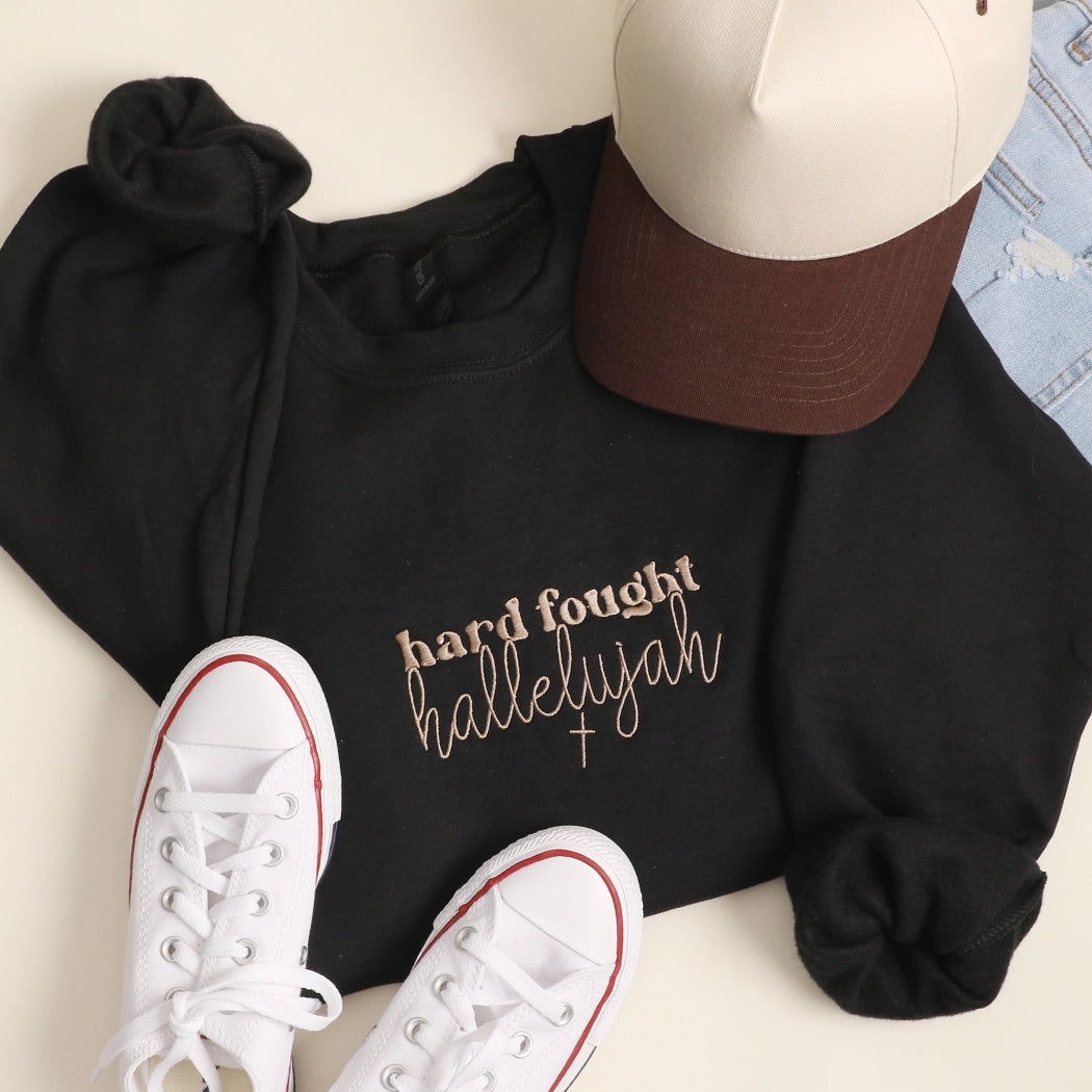 Hard Fought Hallelujah Embroidered Crewneck