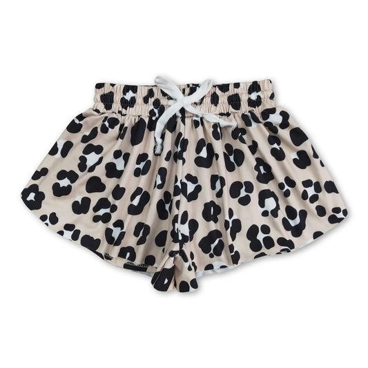 Beige Leopard Athletic Butterfly Shorts