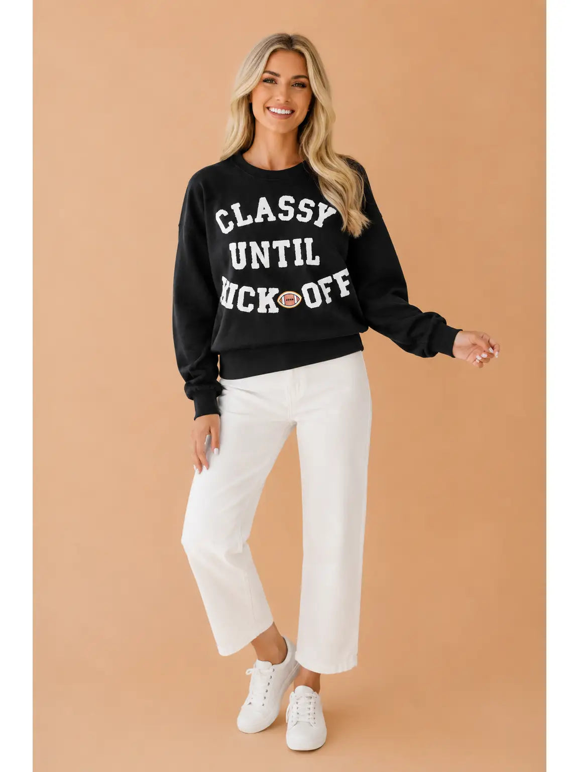 Classy Until Kick-off Black Sweatshirt