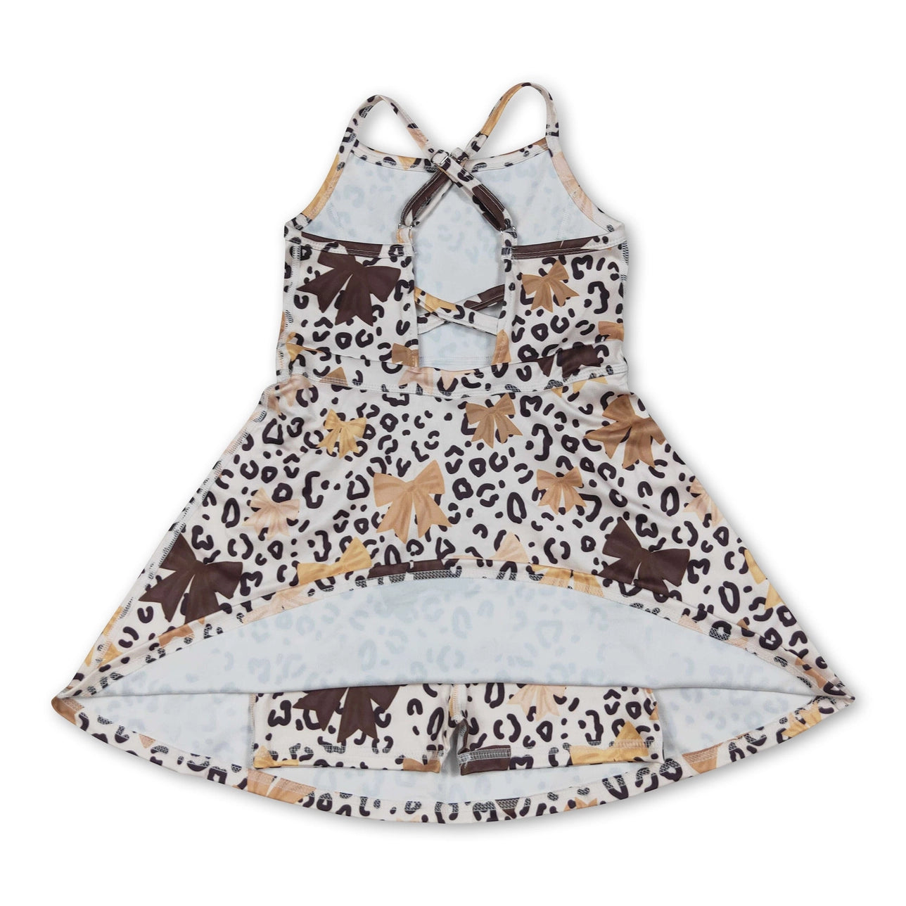 Khaki Bows Leopard Athletic Dress