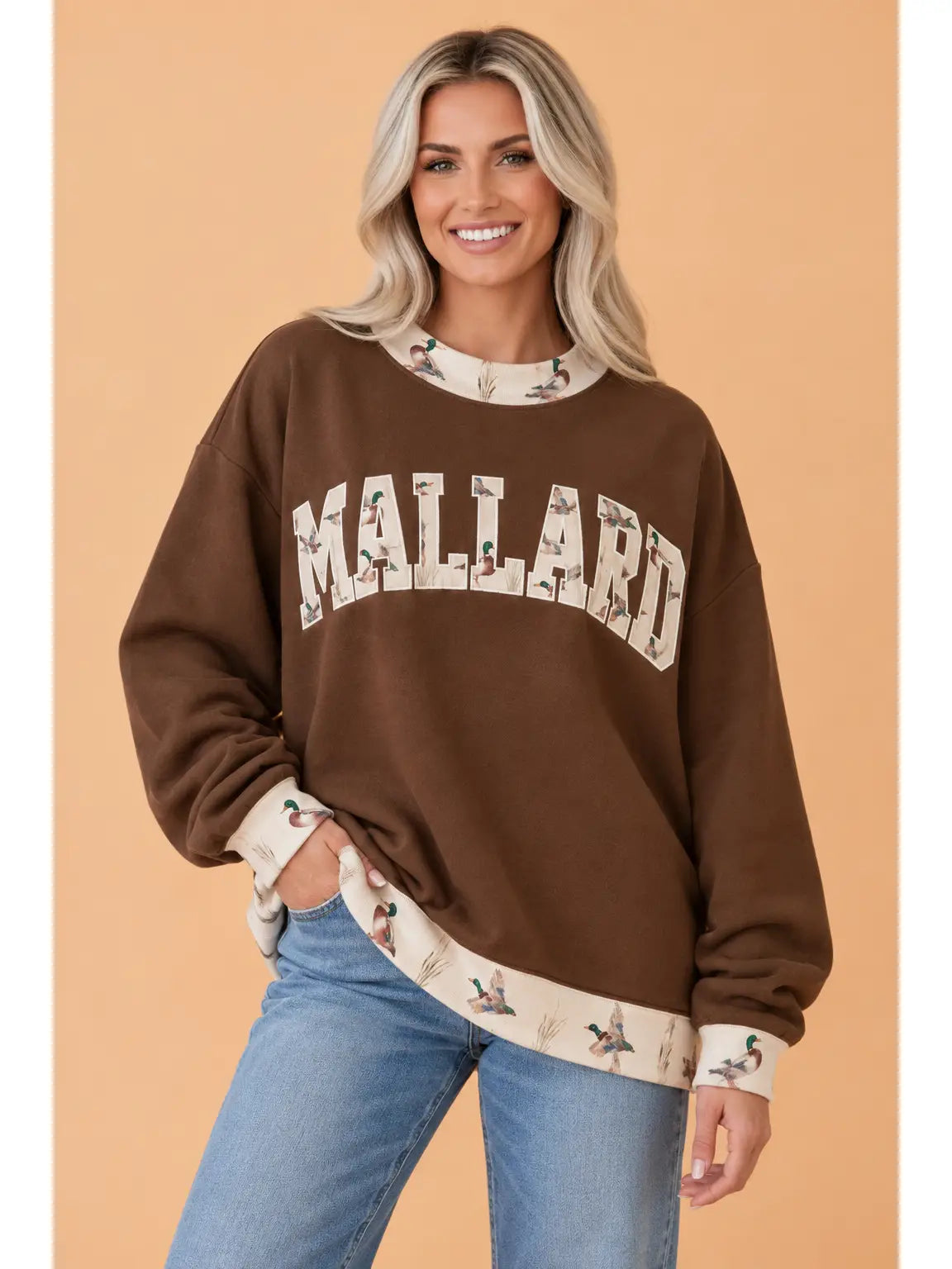 Mallard Print Mock Neck Sweatshirt
