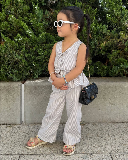 Oat Milk Tie Front Two-Piece Set
